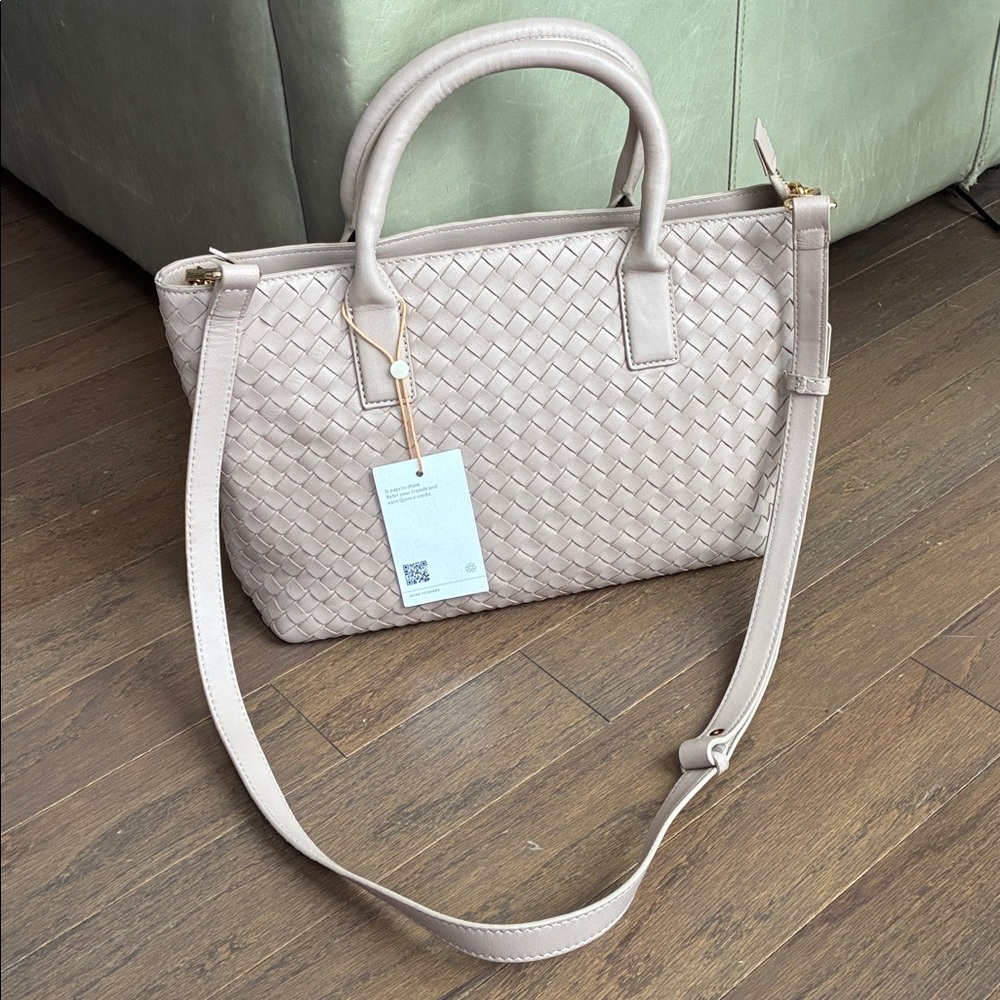 Quince Top Handle Woven Italian Leather Bag - Picture 3 of 16